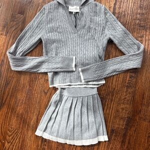 Two piece preppy gray set (top and skirt)